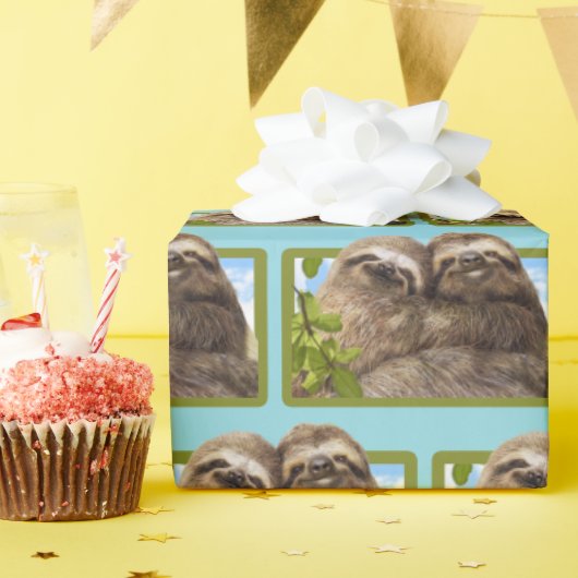 Luiaard Koppel Cadeaupapier (Verjaardagsfeest)