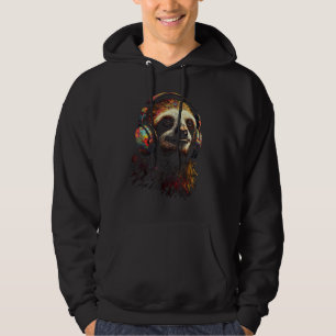 Luiaard Koptelefoon Kunstwerk Dier Muziek Luiaard Hoodie