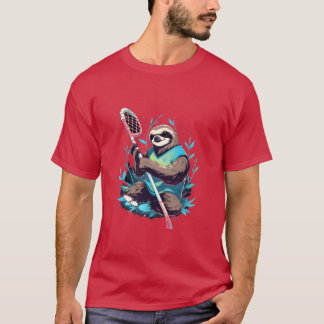 Luiaard Lacrosse Speler La Stick Sports jongen fam T-shirt