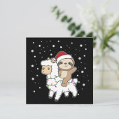 Luiaard Lama Kerstmis Sneeuw Winter Dieren Uitnodi Kaart (Staand voorkant)