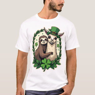 Luiaard Lama St. Patrick's Day Vintage Lucky T-shi T-shirt