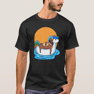 Luiaard Lazy Riding Eenhoorn Dierendierenverzorger T-shirt
