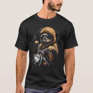 Luiaard Leuke Dieren Fietsmotor Vintage Illustra T-shirt
