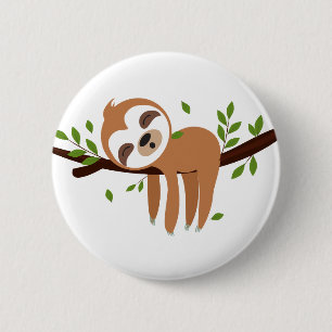 luiaard, leuke luiaard, dierlijke illustratie ronde button 5,7 cm