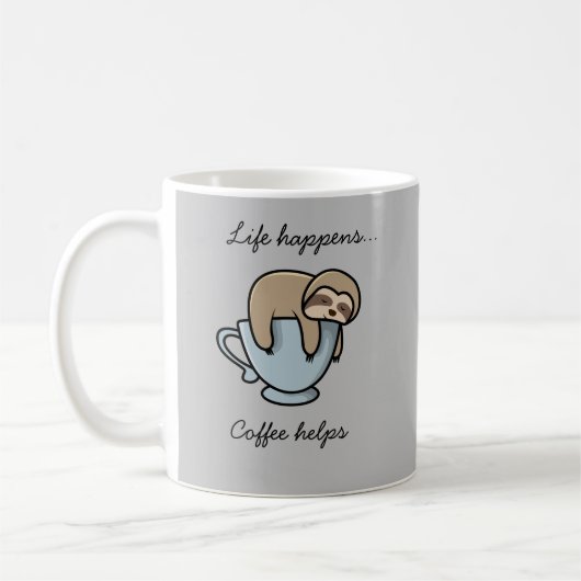 Luiaard Leven Gebeurt Koffie Helpt Grappige Mok (Links)