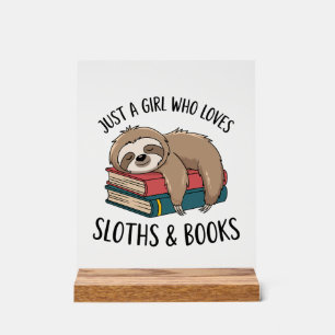Luiaard Liefhebber Boek Lezen T-shirt Ontwerp Acryl Bord