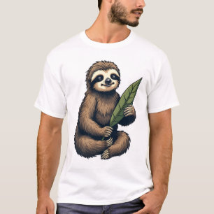 Luiaard Lijn Gravure Klassiek Dier Shirt (2)
