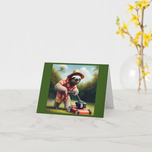 Luiaard maaien gazon kaart (Gele Bloem)