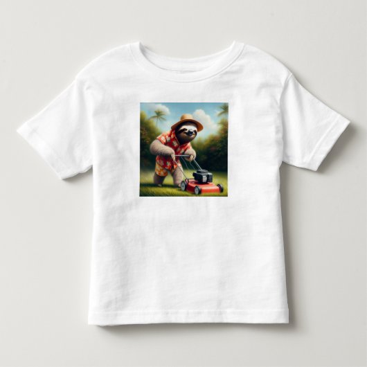Luiaard maaien gazon kinder shirts (Voorkant)