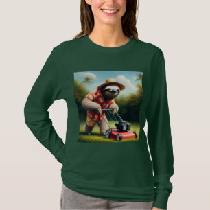 Luiaard maaien gazon t-shirt