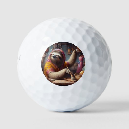 Luiaard maakt de keuken schoon golfballen (Voorkant)