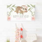 Luiaard Meisje Gelukkige Verjaardag Gepersonalisee Spandoek (Insitu)