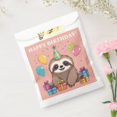 Luiaard Meisje Gelukkige Verjaardag Roze Dier Fun Bedankzakje (Gezegeld)