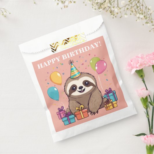 Luiaard Meisje Gelukkige Verjaardag Roze Dier Fun Bedankzakje (Gezegeld)