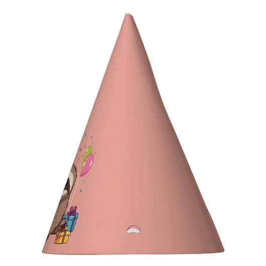 luiaard meisje gelukkige verjaardag roze wild dier feesthoedjes (Rechts)