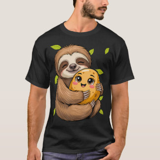 Luiaard Met Aardappel Groente Schattig T-shirt