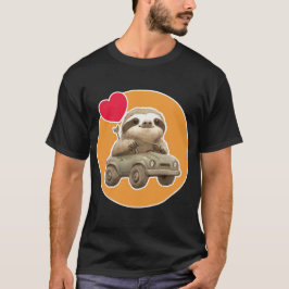 Luiaard met auto t-shirt
