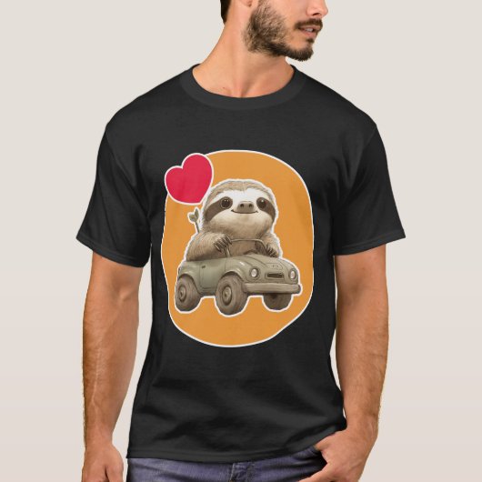 Luiaard met auto t-shirt (Voorkant)