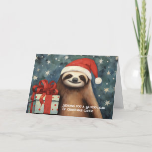 Luiaard met een cadeautje kerstkaart kaart