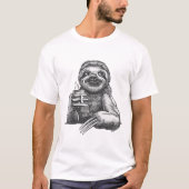 Luiaard met een koffie t-shirt (Voorkant)