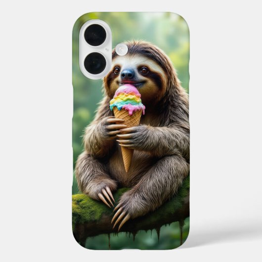 Luiaard met een regenboog ijskegel Case-Mate iPhone case (Achterkant)