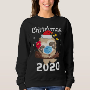 Luiaard met gezichtsmasker Kerstmis 2020 Schattige Trui