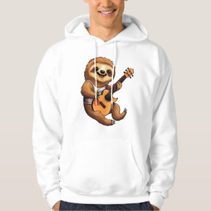 Luiaard met gitaar Kerstman pet Hoodie