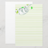 luiaard met groene voering briefpapier (Voorkant / Achterkant)