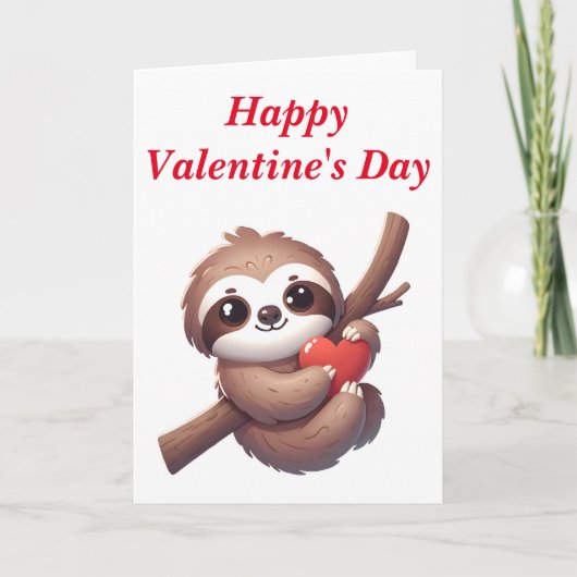 Luiaard met hart Valentijnsdag Kaart (Voorkant)