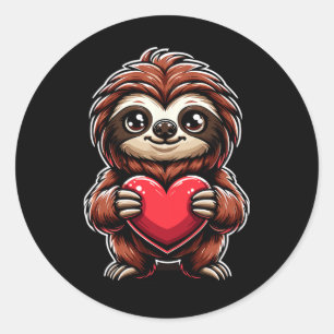 Luiaard met hart Valentijnsdag Schattige Valentijn Ronde Sticker