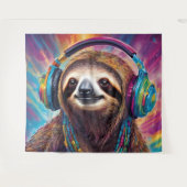 Luiaard met hoofdtelefoon wandkleed (Voorkant (horizontaal))