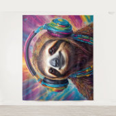 Luiaard met hoofdtelefoon wandkleed (Voorkant)