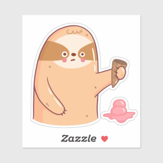 Luiaard met Ice Cream Funny Sticker (Vel)