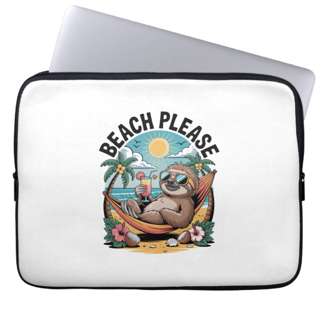 Luiaard met Ice Cream Summer Beach alsjeblieft Laptop Sleeve (Voorkant)
