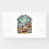 Luiaard met Ice Cream Summer Beach alsjeblieft Spandoek (Horizontaal)