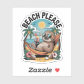 Luiaard met Ice Cream Summer Beach alsjeblieft Sticker (Vel)