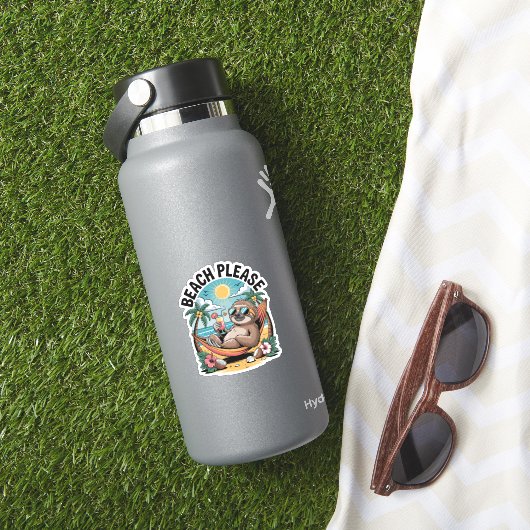 Luiaard met Ice Cream Summer Beach alsjeblieft Sticker (HydroFlask Insitu)