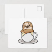 Luiaard met kopje koffie briefkaart (Voorkant / Achterkant)