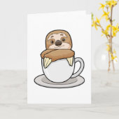 Luiaard met kopje koffie kaart (Gele Bloem)