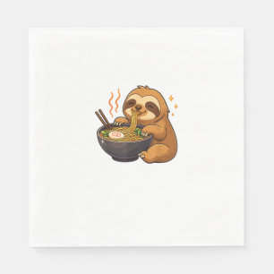 Luiaard met Noedels Ramen Kawaii Luiaard T-Shirt Servet