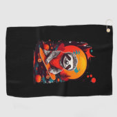 Luiaard met skateboard op Halloween Night Classic  Golfhanddoek (Horizontaal)