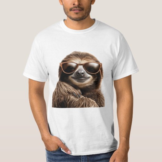 Luiaard met zonnebril t-shirt (Voorkant)