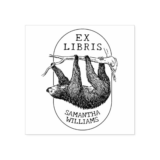 luiaard, modern ex libris boek rubberstempel (Afrduk)
