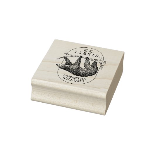 luiaard, modern ex libris boek rubberstempel (Stempel)