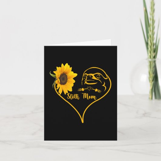 Luiaard Moeder Met Zonnebloem Hart Moederdag Kaart (Voorkant)