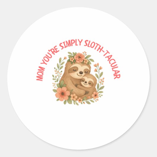 Luiaard Moeder Moederdag Ronde Sticker (Voorkant)