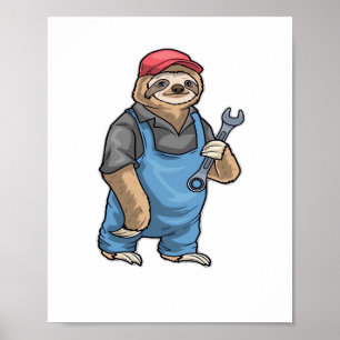 Luiaard monteur sleutel Klassiek T-shirt Poster