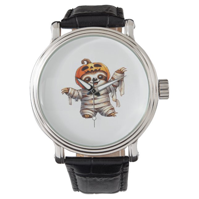 Luiaard Mummy Halloween Classic T-Shirt Horloge (Voorkant)
