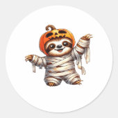 Luiaard Mummy Halloween Classic T-Shirt Ronde Sticker (Voorkant)