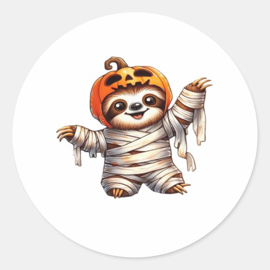 Luiaard Mummy Halloween Classic T-Shirt Ronde Sticker (Voorkant)